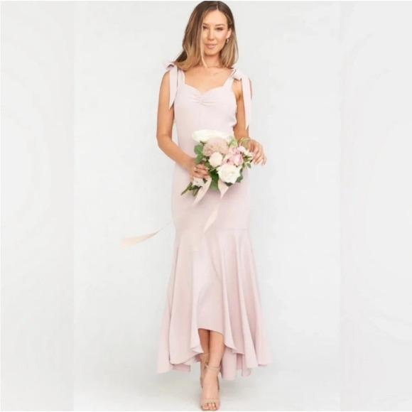 Show Me Your MuMu Dresses & Skirts - Show Me Your Mumu Pink Barcelona Bow Sleeves Ruffle Hem Gown Medium